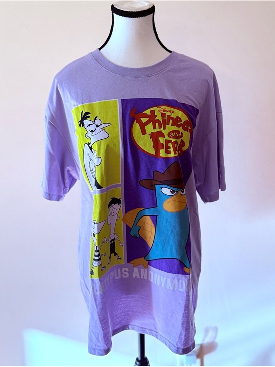 Disney Tops - Disney Lavender Phineas and Ferb Character Panel Tee size Large